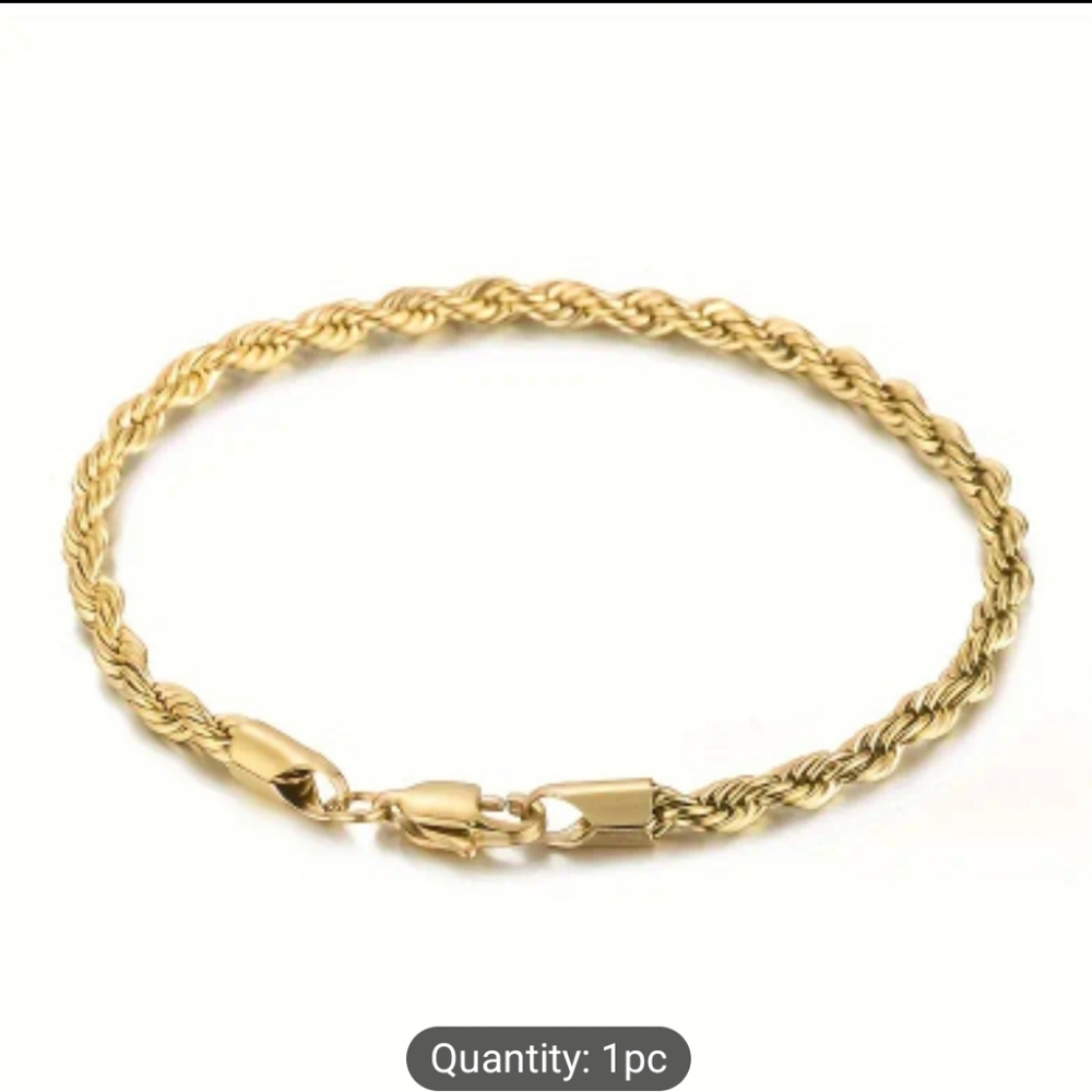 Elegant 18K Gold Plated Rope Chain Bracelet